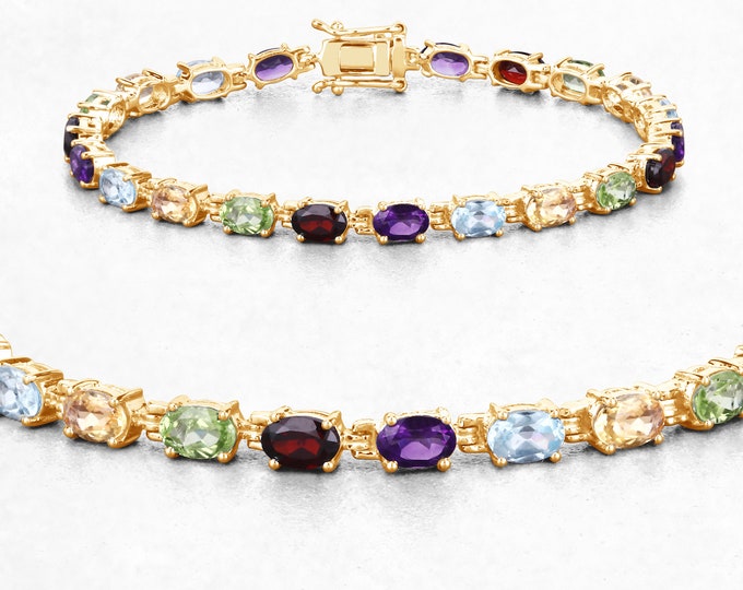 Multi Stone Gold Stretch Bracelet main image 1