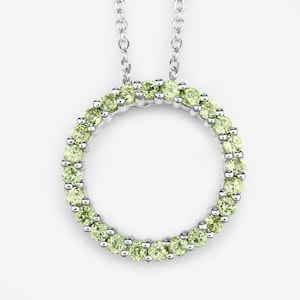 Peridot Pendant, Wreath Design Natural Peridot Silver Pendant Necklace for Women, Natural Green Gemstone Pendant Necklace, Gift for Her
