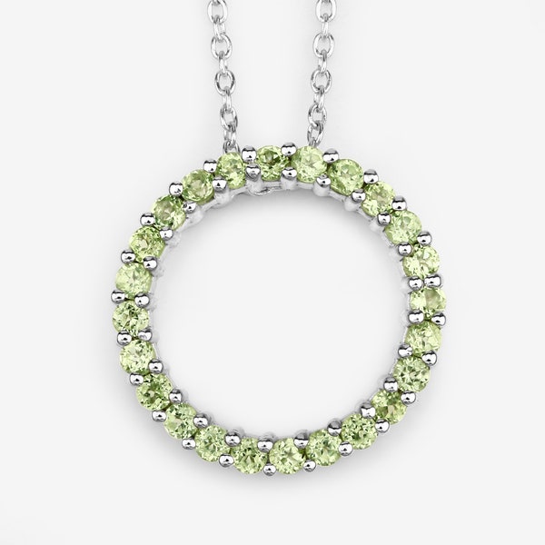 Peridot Pendant, Wreath Design Natural Peridot Silver Pendant Necklace for Women, Natural Green Gemstone Pendant Necklace, Gift for Her