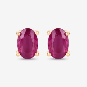 Ruby Earrings, Ruby Studs, Genuine Ruby 10K Yellow Gold Studs, Ruby Oval Earrings, July Birthstone, Anniversary Gift