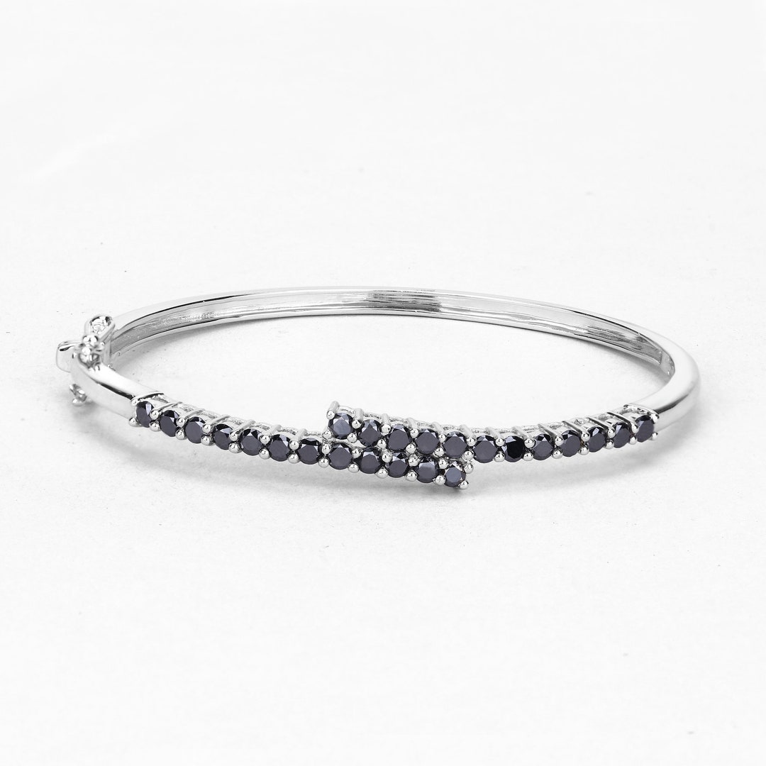 Black Diamond Bangle Bracelet, Women
