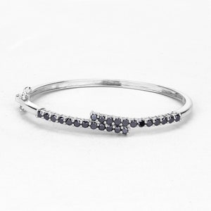 Black Diamond Bangle Bracelet, Women&#39;s Black Diamond Bracelet, Black Diamond Bangle Bracelet Silver, Real Black Diamond Bracelet Women&#39;s