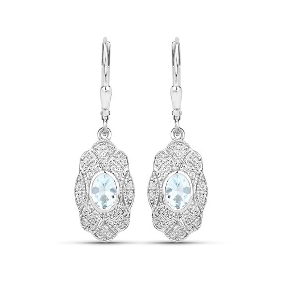 Aquamarine Earrings Natural Aquamarine Silver Earrings Light - Etsy