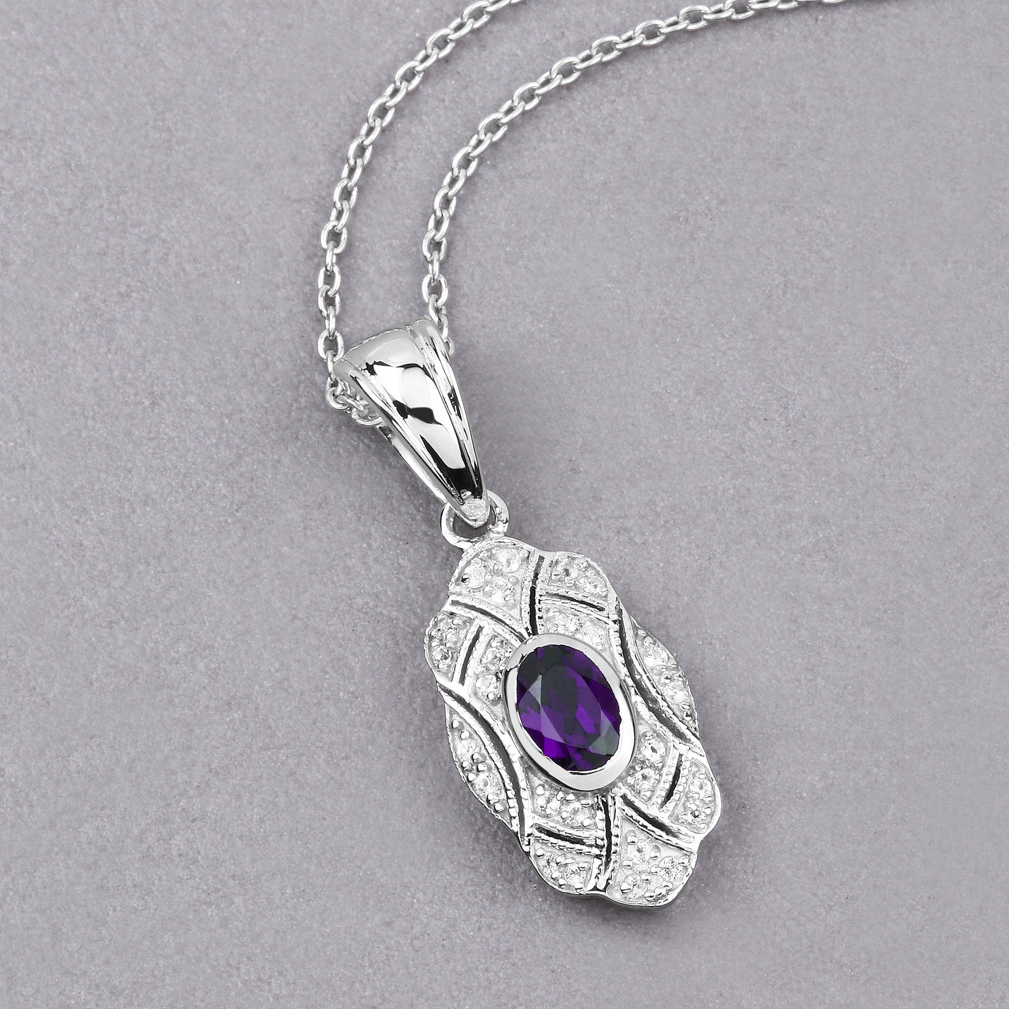 Amethyst Pendant Classic Design Natural Amethyst Silver Pendant for Women Amethyst Jewelry February Birthstone Gift for Her Etsy