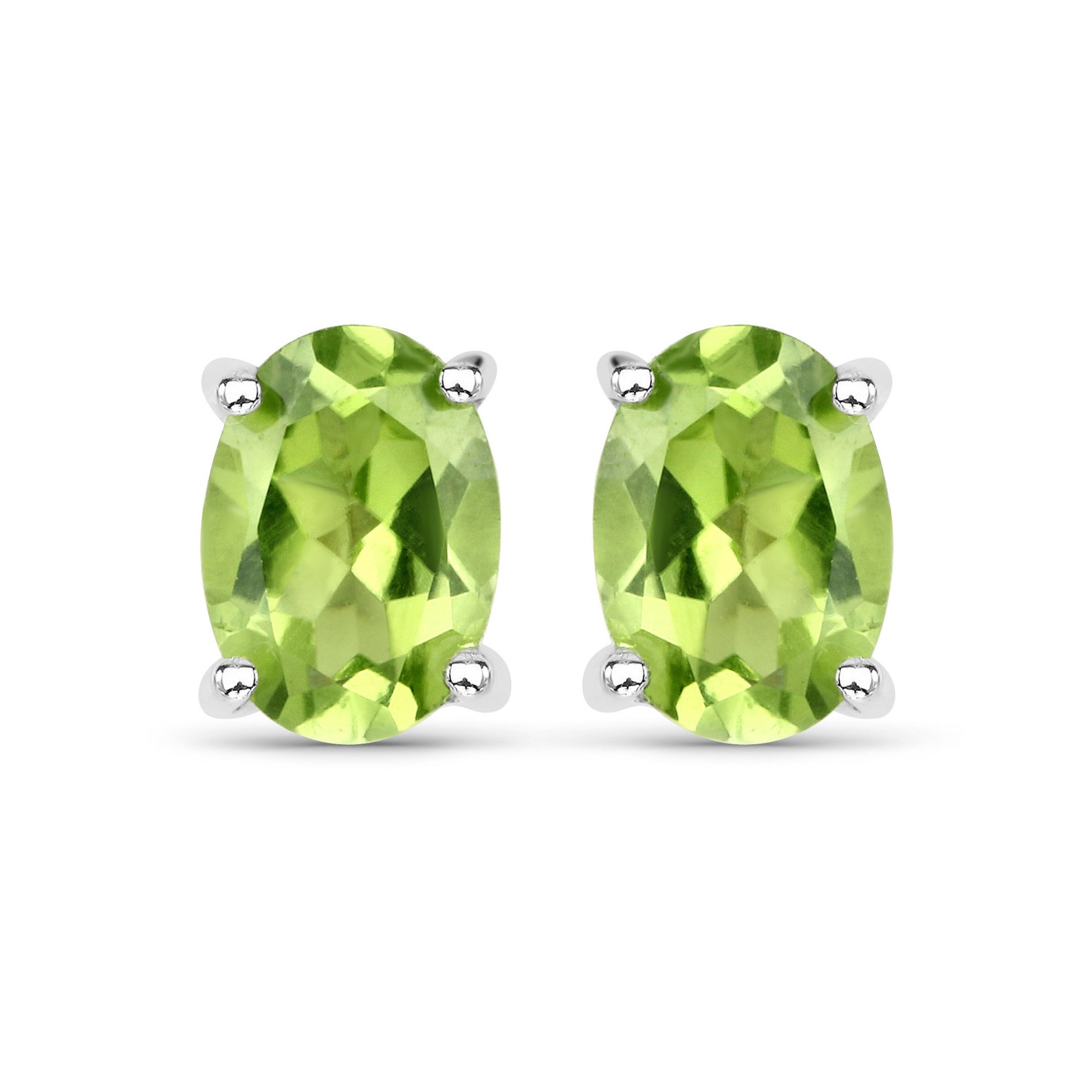 Peridot Earrings Genuine Peridot Oval Stud Earrings in .925 Etsy