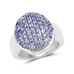 Tanzanite Ring, Genuine Tanzanite Sterling Silver Ring, Tanzanite Cluster Ring for Women, December Birthstone Ring, Tanzanite Gemstone Ring