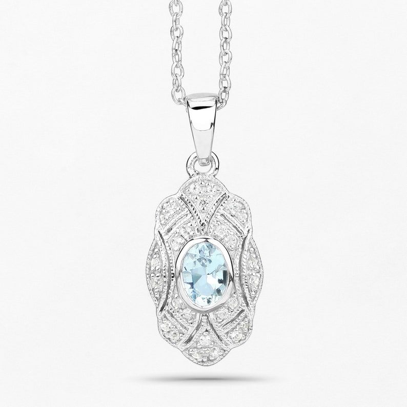 Aquamarine Pendant Natural Aquamarine Pendant Necklace March Etsy