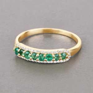 Yellow Gold Ring, Yellow Gold Emerald Ring, Natural Emerald Ring, 14K Gold Emerald Ring, Natural Emerald, Solid Gold Ring, Christmas Gift