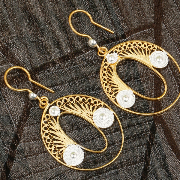 Woven Earrings, Handmade Wire Wrapped Two-Tone Sterling Silver Woven Earrings, Woven Sterling Silver Earrings, Comfortable Earrings