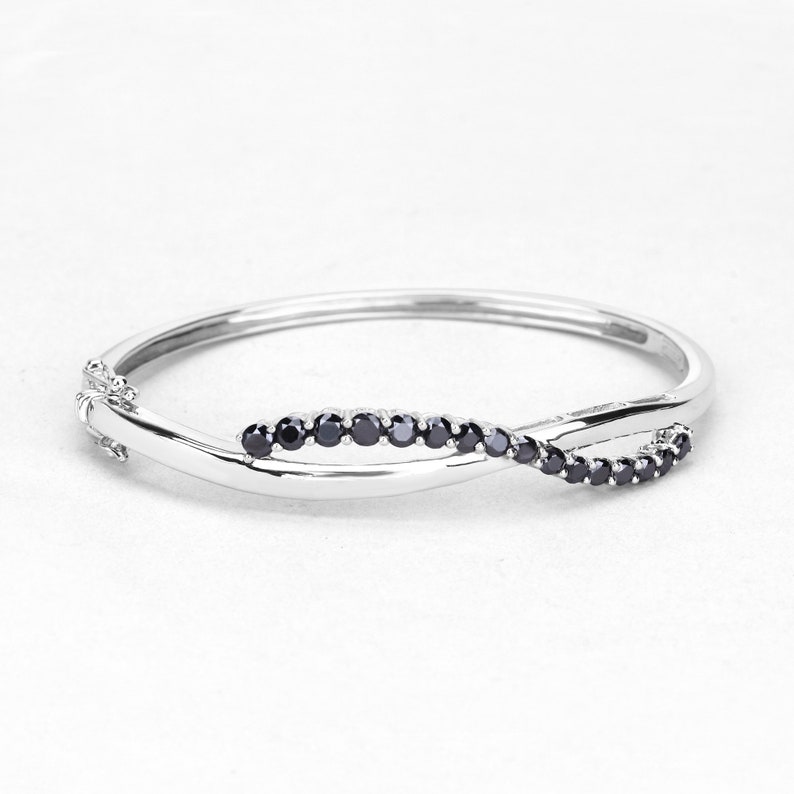 Black Diamond Bangle Bracelet Women