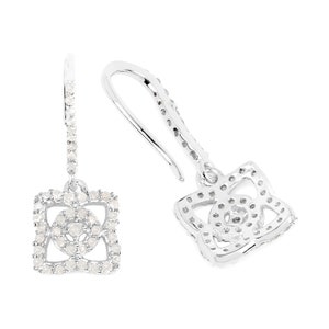 Silver Diamond Earrings, Genuine White Diamond Sterling Silver Earrings, Diamond Drop Earrings, April Birthstone Earrings image 2