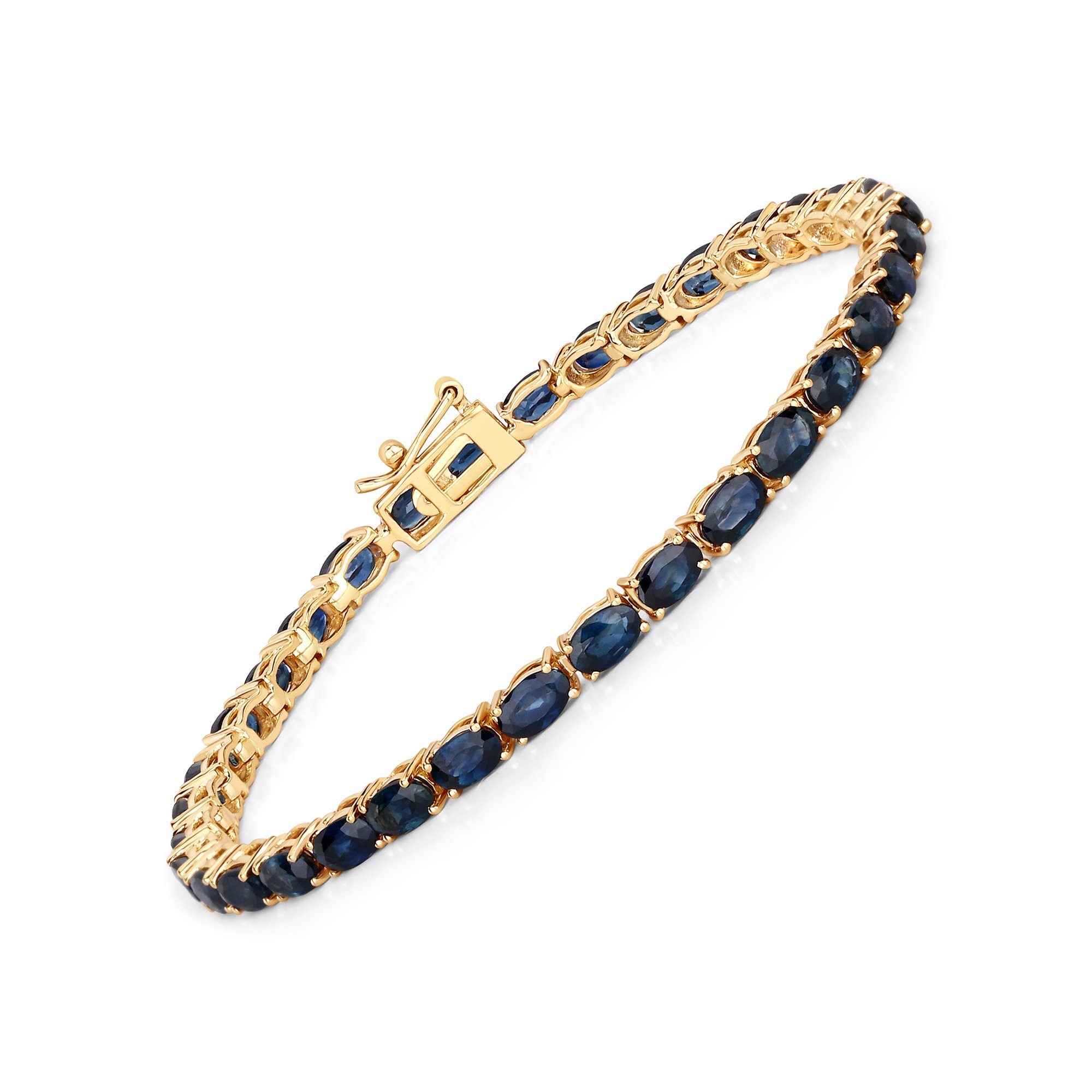 Blue sapphire bracelet yellow gold outlet