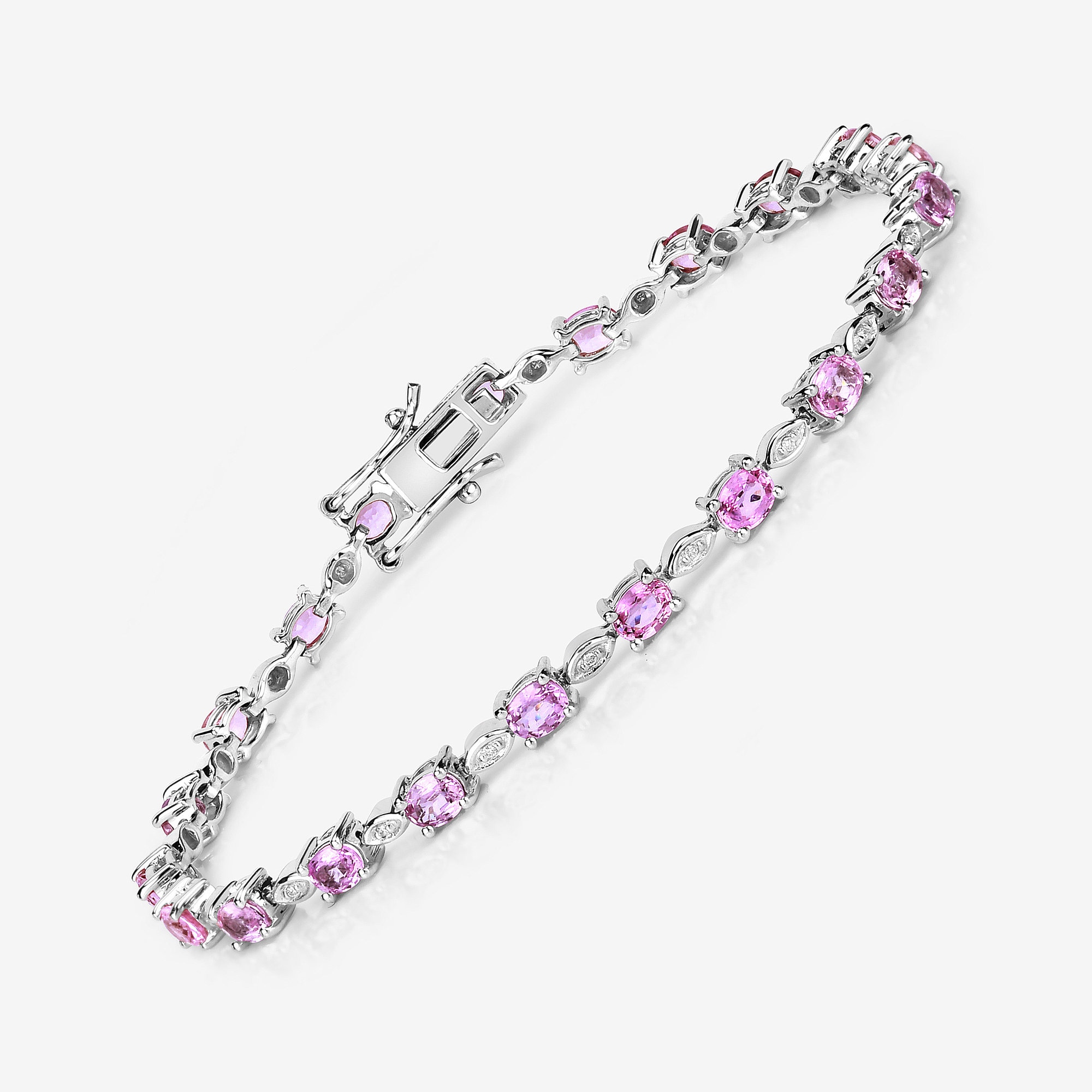 Pink Sapphire Tennis Bracelet 4.21 ctw 14K Yellow Gold