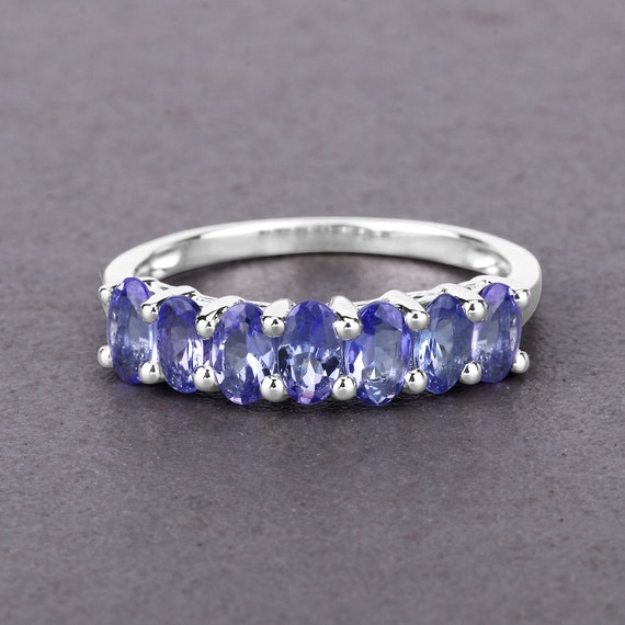 Anello Dell'eternit&agrave; In Tanzanite, Fede Nuziale In Argento