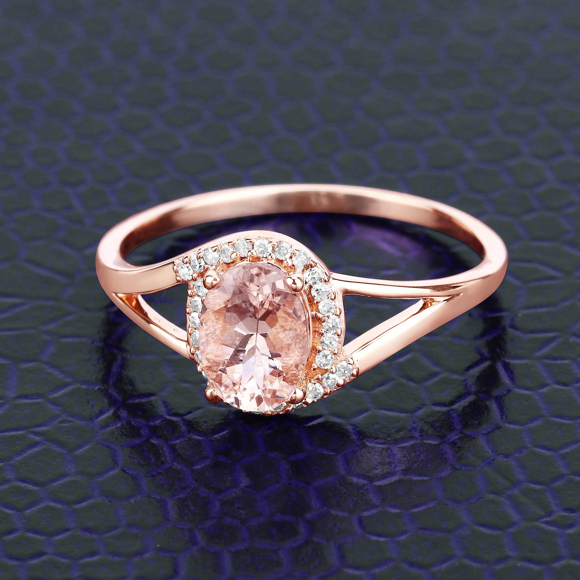 Morganite, 14kt Rose Gold Morganite Ring, Morganite Oval & Diamond ...