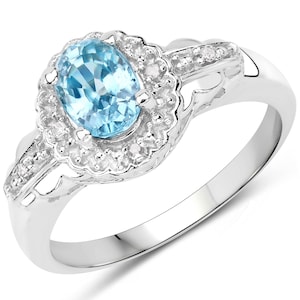 Blue Zircon Silver Ring