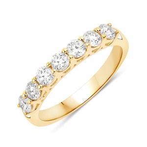 Gold Ring, 14k Gold Lab Grown Diamond Ring, 14k Gold Created Diamond Band, Stackable Diamond Engagement Rings, 7 Stone Gold & Diamond Band