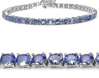 Tanzanite Bracelet, Natural Tanzanite Sterling Silver Bracelet, Tanzanite Ovals Bracelet for Women, December Birthstone Tennis Bracelet