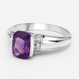 Amethyst Ring, Amethyst Silver Cocktail Ring, Natural Amethyst Ring for Women, February Birthstone Ring