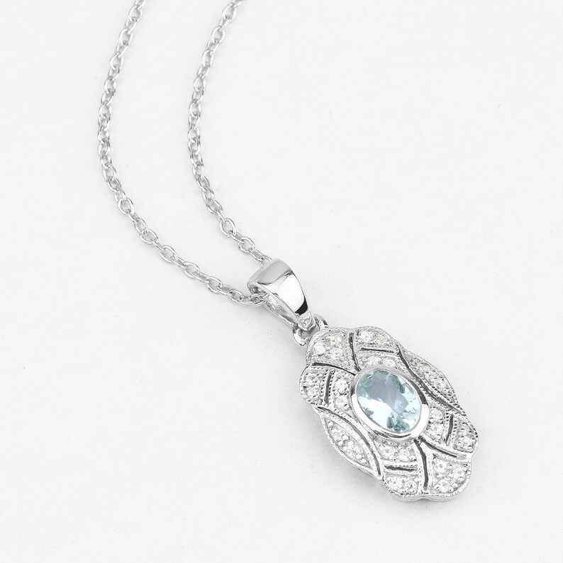 Aquamarine Pendant Natural Aquamarine Pendant Necklace March Etsy