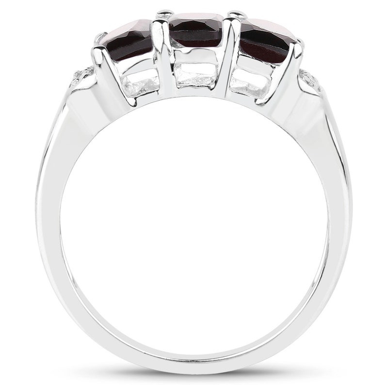 Garnet Silver Ring, Natural 3-Stone Garnet Ring in 925 Sterling Silver, Mozambique Garnet Silver Ring, January Birthstone Ring