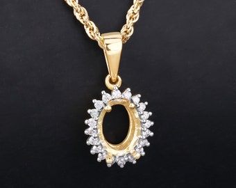 14k Gold Semi Mount Pendant With Natural Diamonds