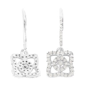 Silver Diamond Earrings, Genuine White Diamond Sterling Silver Earrings, Diamond Drop Earrings, April Birthstone Earrings image 3
