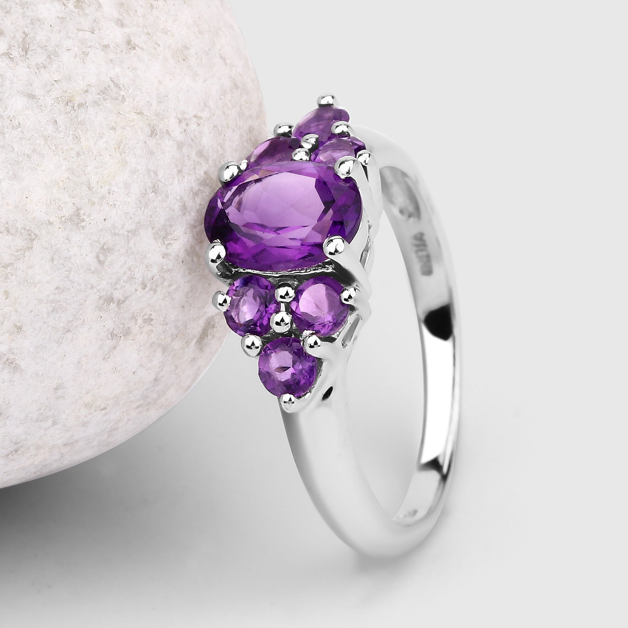Class Amethyst Silver Ring / Amethyst Oval Silver Ring for | Etsy