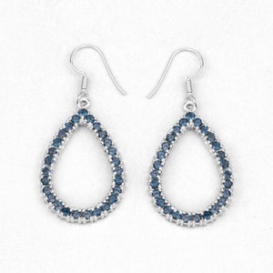 London Blue Topaz Earrings, Natural London Blue Topaz Dangling Hook Earrings 925 Sterling Silver, Blue Gemstone Earring, December Birthstone