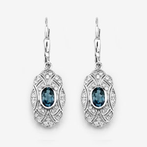 London Blue Topaz Earrings, Genuine London Blue Topaz Silver Earrings for Women, December Birthstone Earrings, Blue Gemstone Earrings