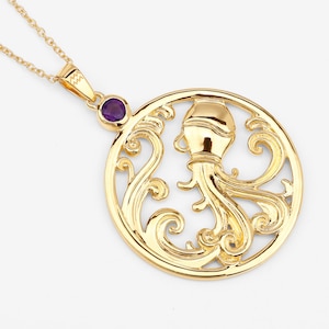 Aquarius Water Bearer Pendant, 14k Sterling Silver Yellow Gold Genuine Amethyst Aquarius Zodiac Pendant, Astrology Zodiac Sign Jewelry Gifts