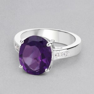 Amethyst Ring, Natural Amethyst Ring, Amethyst Cocktail Ring, Amethyst Oval, Promise Ring, Sterling Silver Ring, February Birthstone Ring
