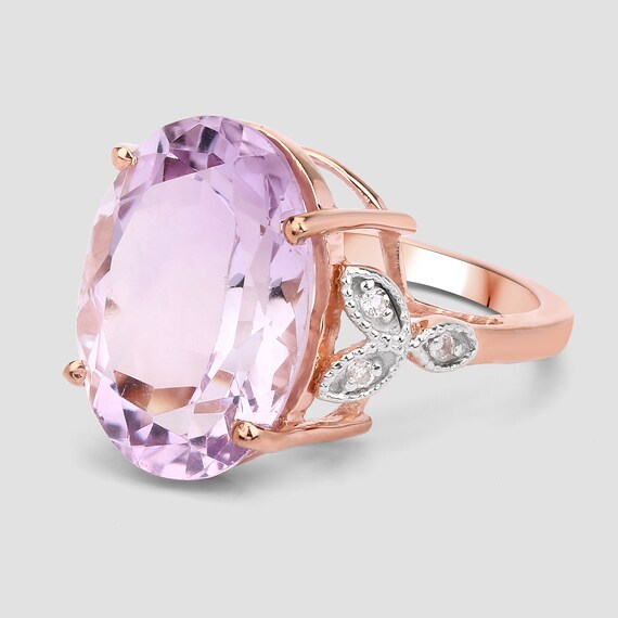 Pink amethyst rose gold vermeil ring in sterling silver
