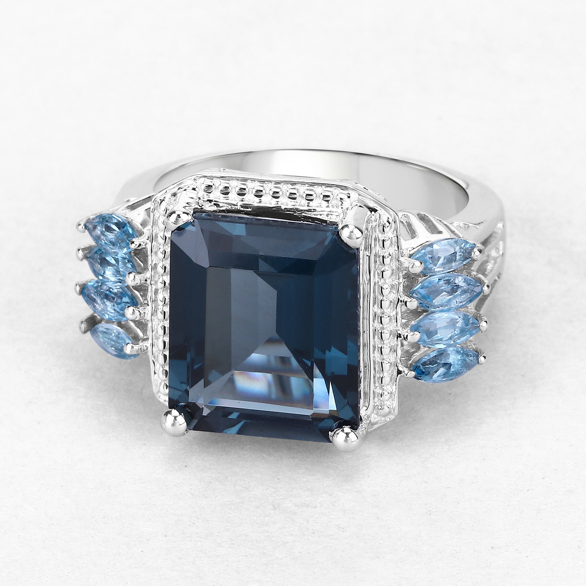 FB Jewels Solid Sterling Silver Rhodium Light Swiss Blue Topaz & Diamond Post Earrings FB Jewels Solid Sterling Silver Rhodium Light Swiss Blue Topaz & Diamond Post Earrings