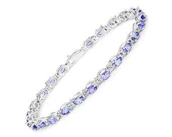 Tanzanite Bracelet, Genuine Tanzanite Bracelet Sterling Silver, Tanzanite Bracelet for Women, December Birthstone Tennis Bracelet for Her
