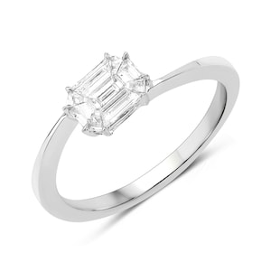 Gold Ring, 18k Gold Arranged Asscher Cut Cluster Diamond Ring for Women, Bridal Diamond Engagement Ring for Wedding, April Birthstone Ring