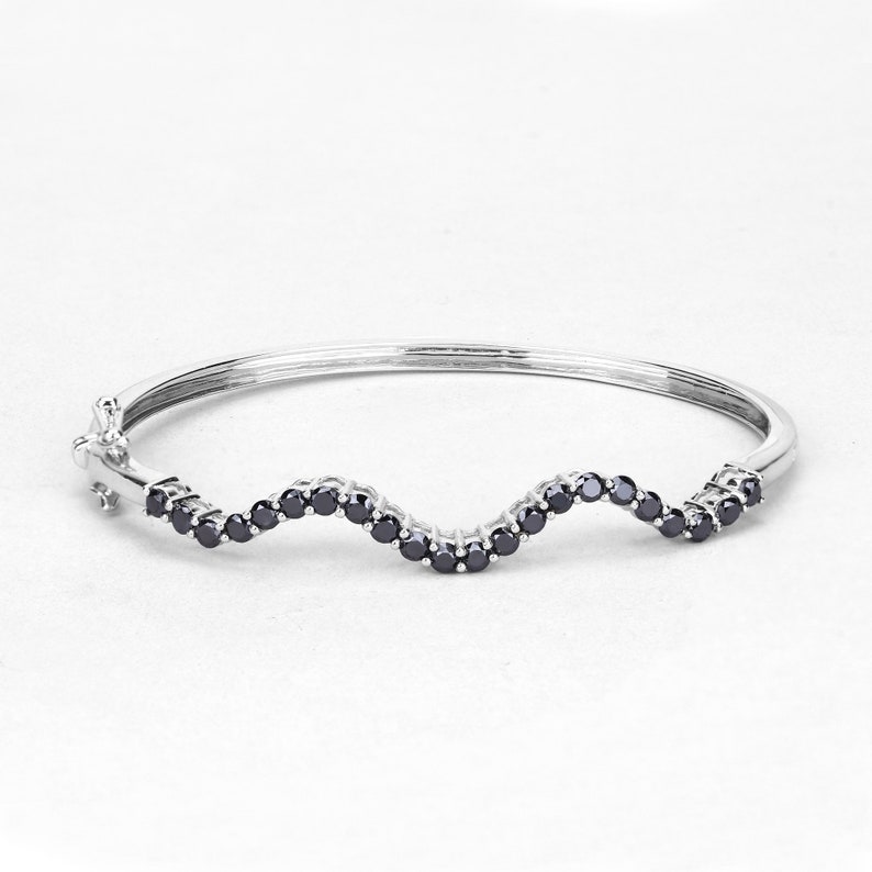 Black Diamond Bangle Bracelet Women