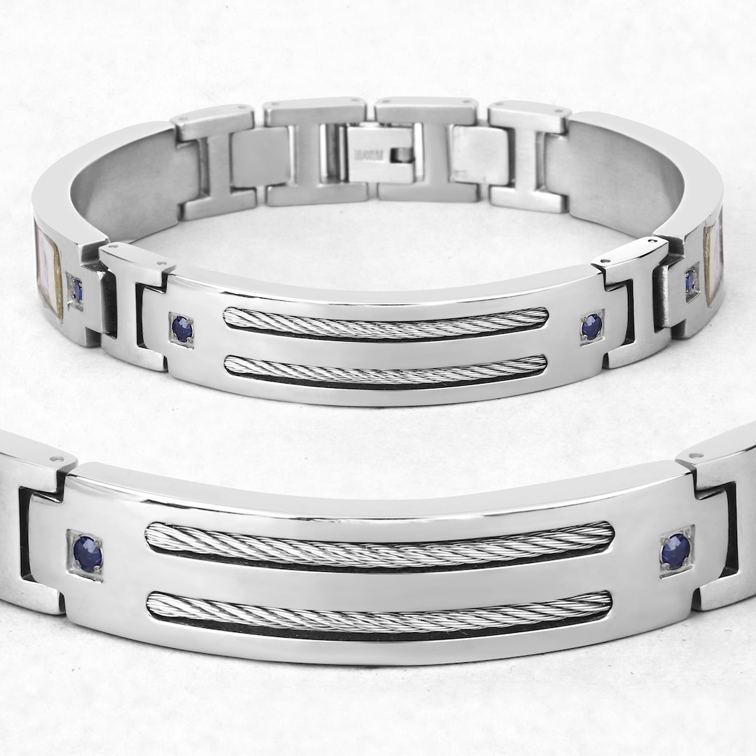 Titanium Men's Bracelet, Mens Titanium Bracelet With Silver Plated