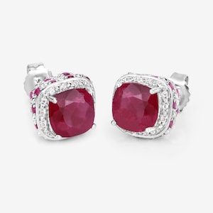 Ruby Earrings, Ruby Earrings 925 Sterling Silver, July Birthstone Earrings, Ruby Stud Earrings, Red Gemstone Earrings, Bridesmaid Gift