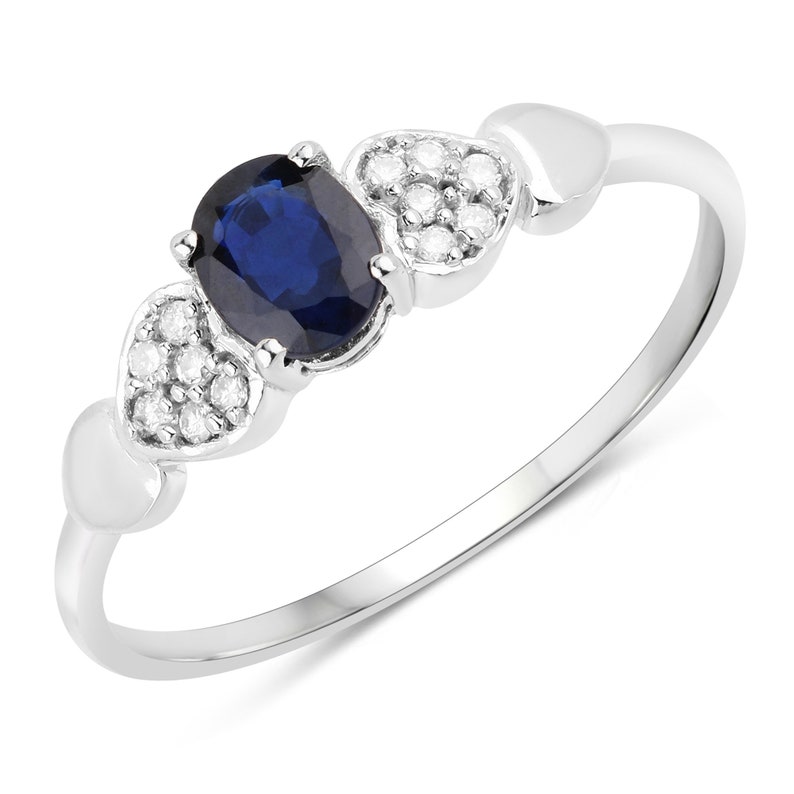 Sapphire and Diamond Ring Promise Ring in 14k White Gold Etsy