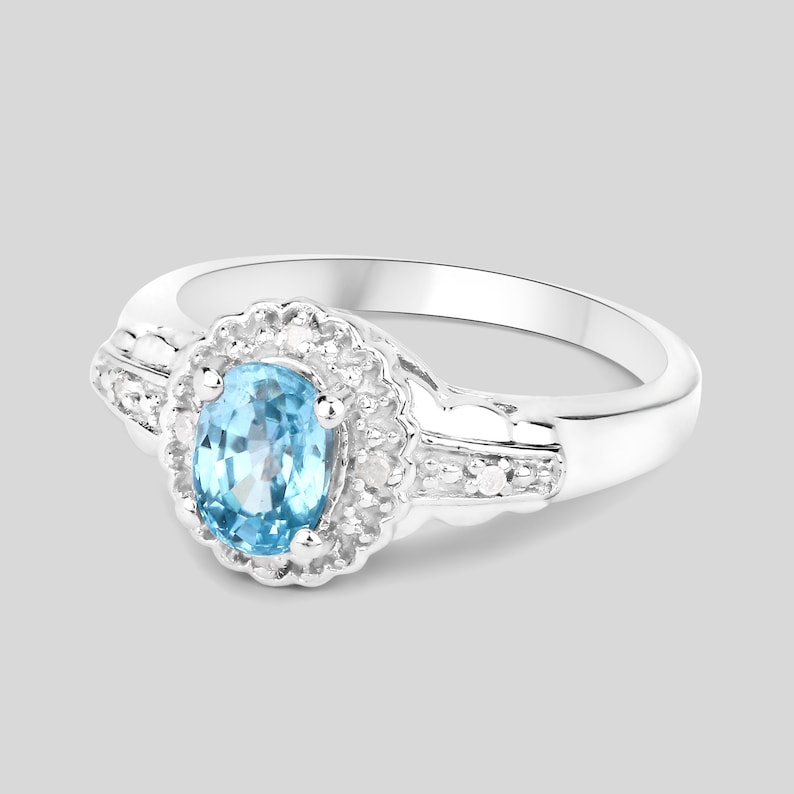 Blue Zircon Silver Ring main image 1