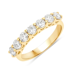 Gold Ring, 14k Gold Lab Grown Diamond Ring, 14k Gold Created Diamond Band, Stackable Diamond Engagement Rings, 7 Stone Gold & Diamond Band