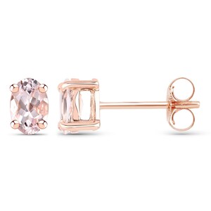 14K Rose Gold Plated 0.80 Carat Genuine Morganite .925 Sterling Silver Earrings, Natural Morganite Stud Earrings for Her