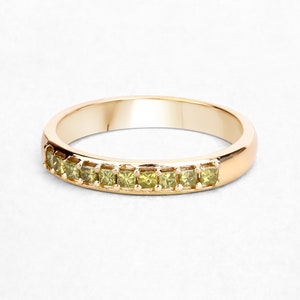 Gold Ring, 14k Gold Yellow Diamond Ring, 14k Gold Diamond Band, Stackable Diamond Bridesmaid Ring, Dainty Diamond Yellow Gold Rings