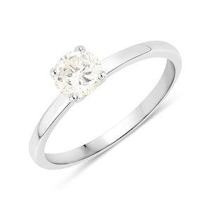 Gold Ring, 14k Gold Diamond Ring, Natural Round Cut Diamond Ring 14k White Gold, April Birthstone Ring, Dainty Diamond Engagement Ring