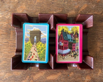 Vintage Two Deck Playing Cards with Molded Tray