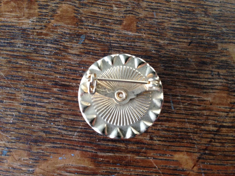 Vintage PIN BLUE RHINESTONES Circling Pearl Faux Art Deco 40/'s