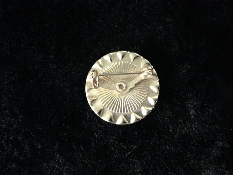 Vintage PIN BLUE RHINESTONES Circling Pearl Faux Art Deco 40/'s