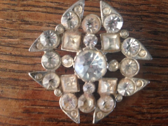 Vintage BROOCH CLEAR RHINESTONE 40's - image 5