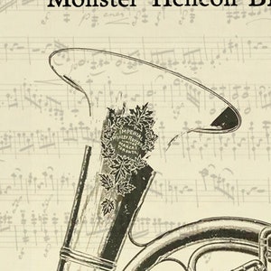 Band Instrument Bass Tuba Drawing. Vintage Musical Instrument Wall Art.  Looks Great Framed Or As-Is Wall Decoration.